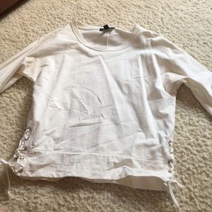 white 3 quarter length shirt